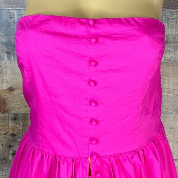 New York & Company Bright Pink Strapless Button Front Maxi Dress SZ Large - Picture 2 of 14